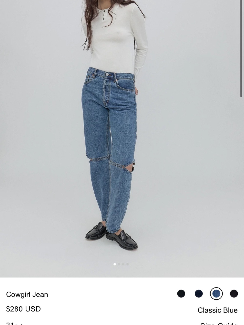 Classic Blue Boyfriend Jeans with Knee Detail